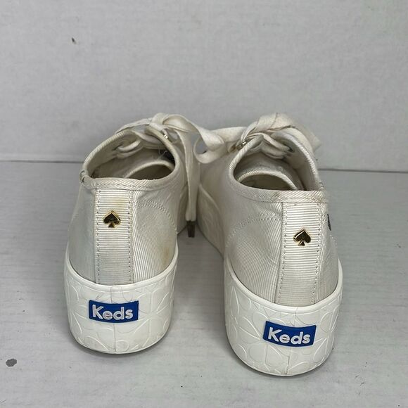 Keds X Kate Spade Triple-Up Faille Logo White Platform Sneakers - Picture 8 of 13